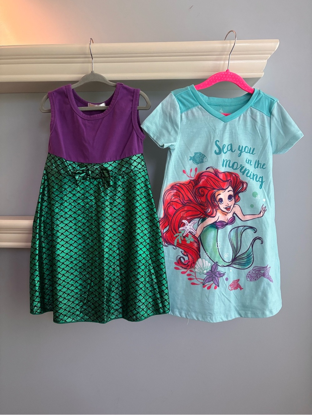 Girls Mermaid-Inspired Purple & Teal Dress and Ariel Nightgown